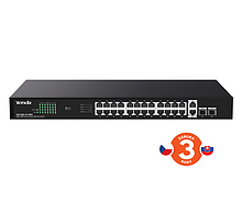 Produkt Tenda TEG1128P-24-410W (24xPoE 802.3af/at 10/100/1000Mbps, Uplink 2xRJ45 + 2xSFP) PoE budget 370W - Tenda - Switche