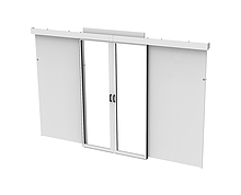 Produkt Posuvné dveře teplé/studené uličky se zvýšenou střechou pro skříně 42U, hloubka 1000 mm, bez nožek, nebo podstavce RAL 7035 - Solarix - Datová centra